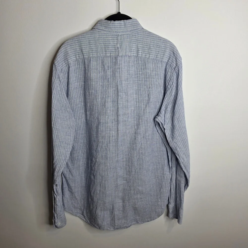 Banana Republic Button Down Shirt Mens Medium Striped Linen